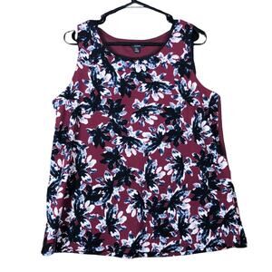 Vera Wang Womens Blouse Multicolored Floral Petite Sleeveless Stretch LP